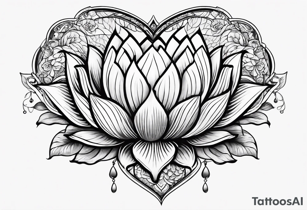 heart with lotus flower tattoo idea