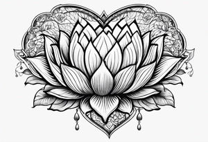 heart with lotus flower tattoo idea