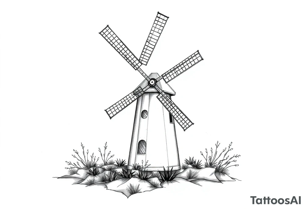 a city of Pointe claire windmill tattoo idea