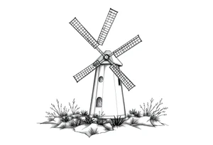 a city of Pointe claire windmill tattoo idea