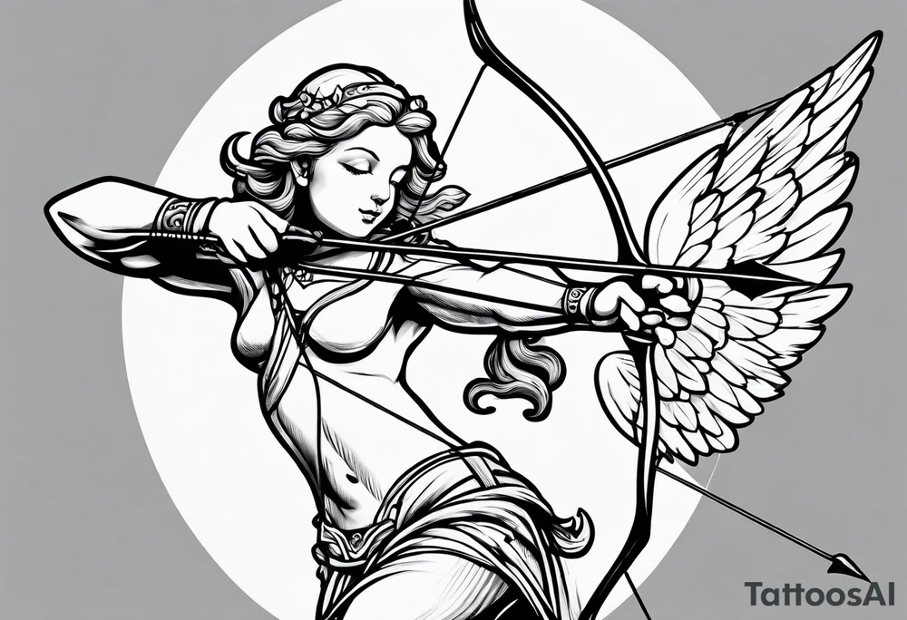 Cupid shooting an arrow tattoo idea