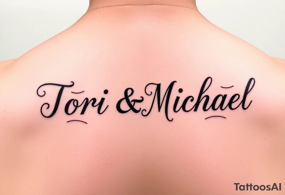 The names Tori and Michael in chinco tattoo idea