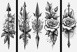 five Indian arrows going through a single rose on a forearm tattoo idea