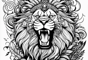 one king lion roaring tattoo idea