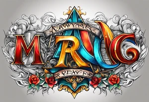 The letters AR together with the words always ready going down the side of the letters tattoo idea