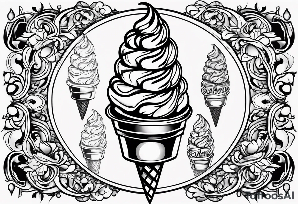tiny one scoop ice cream cone tattoo idea