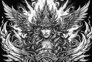 trident turning into fire and lightning tattoo idea