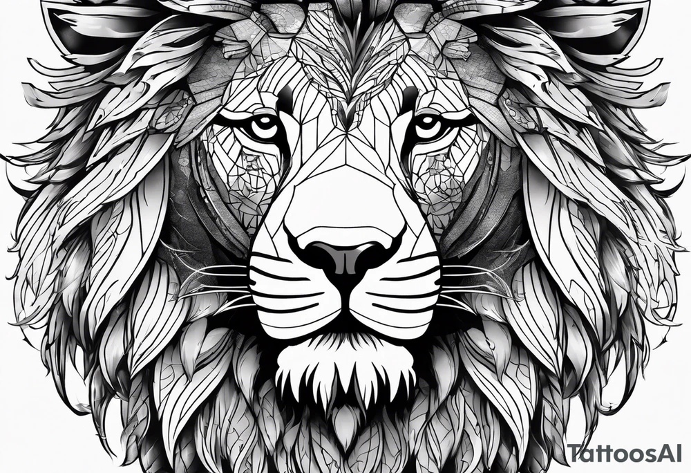 Lion with burned wings and an ouroboros sign tattoo idea