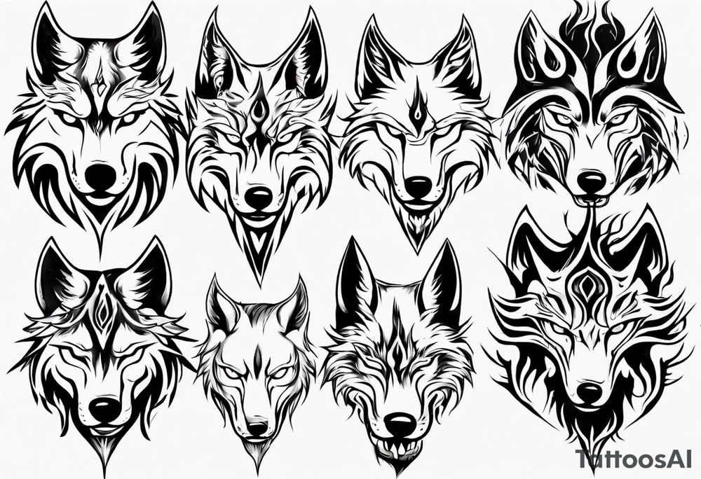 wolf with flaming eyes tattoo idea