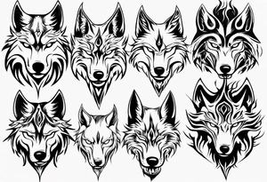 wolf with flaming eyes tattoo idea