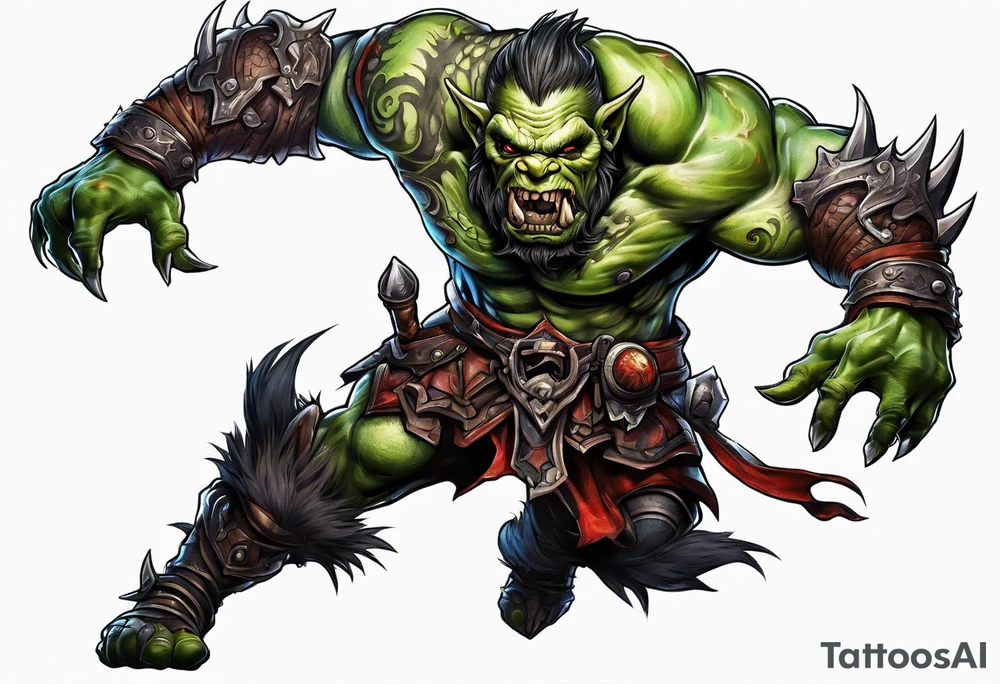 leaping orc tattoo idea