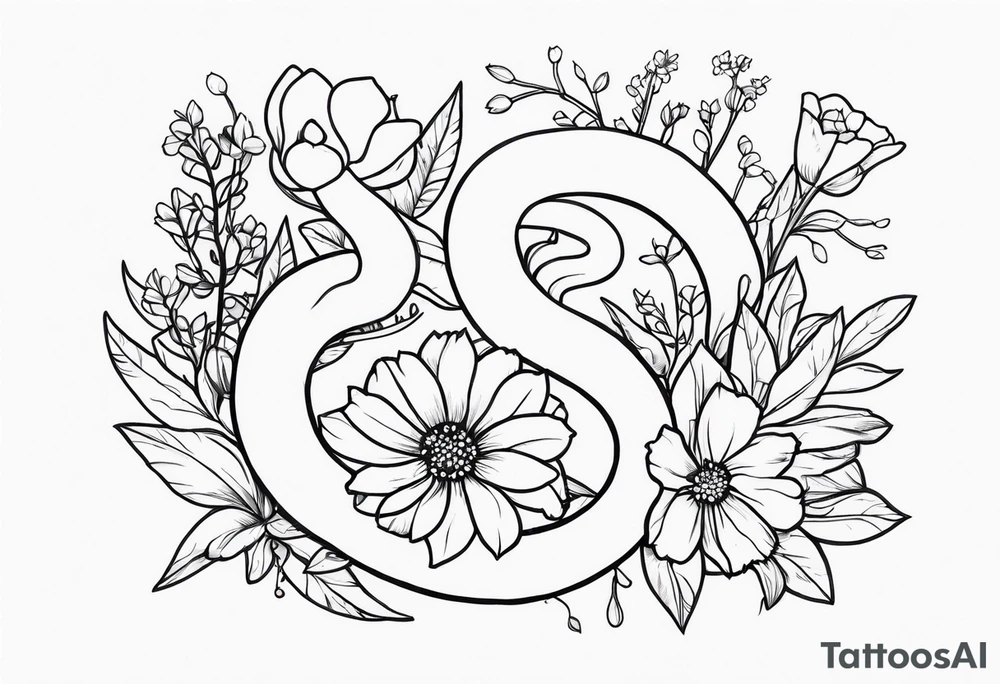 Snakes and wildflowers tattoo idea