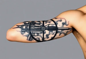 scope crosshairs with eerie fog in background tattoo idea