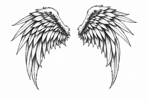 Realistic angelwings long tattoo idea