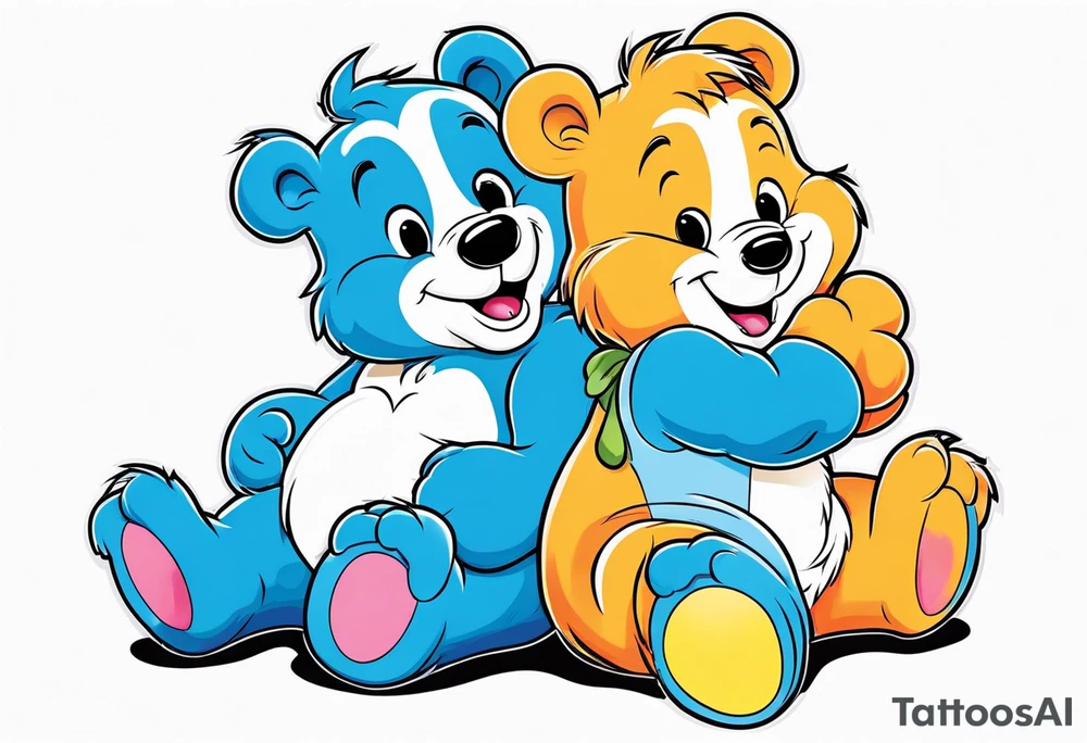 Care bear with smurf tattoo idea