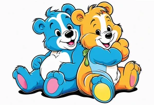 Care bear with smurf tattoo idea