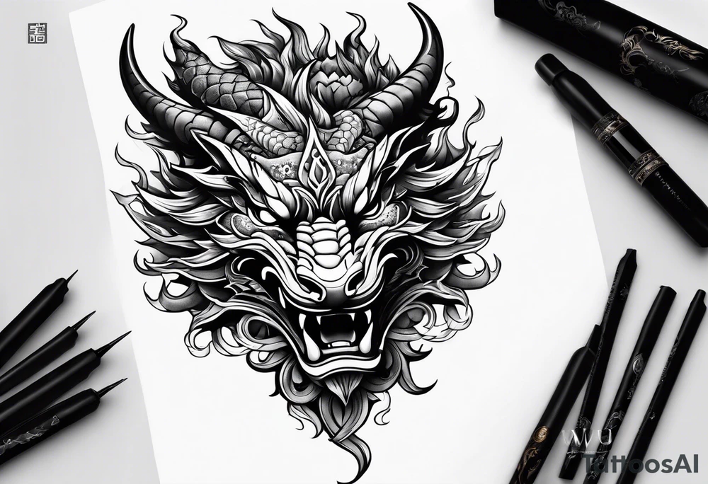 firedragon mask tattoo idea