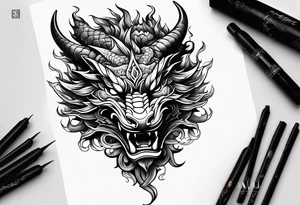 firedragon mask tattoo idea