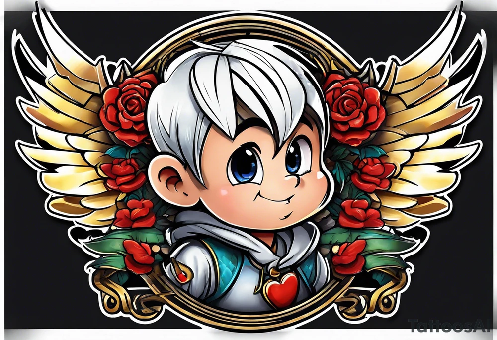fly boy wings and a bow, cupido tattoo idea