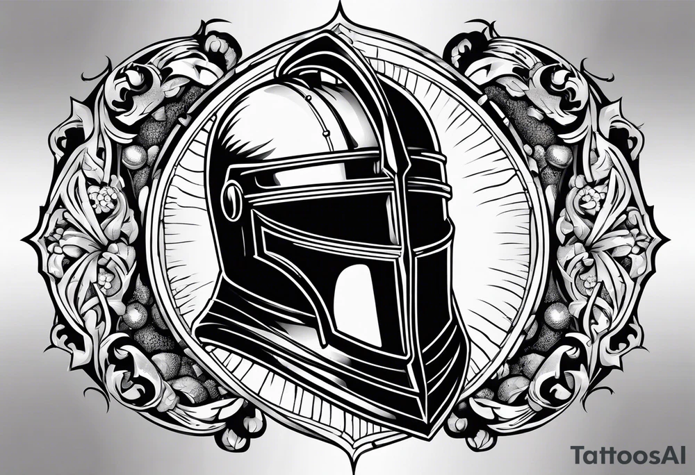 medieval knight helmet 
woodcut stamp style tattoo idea