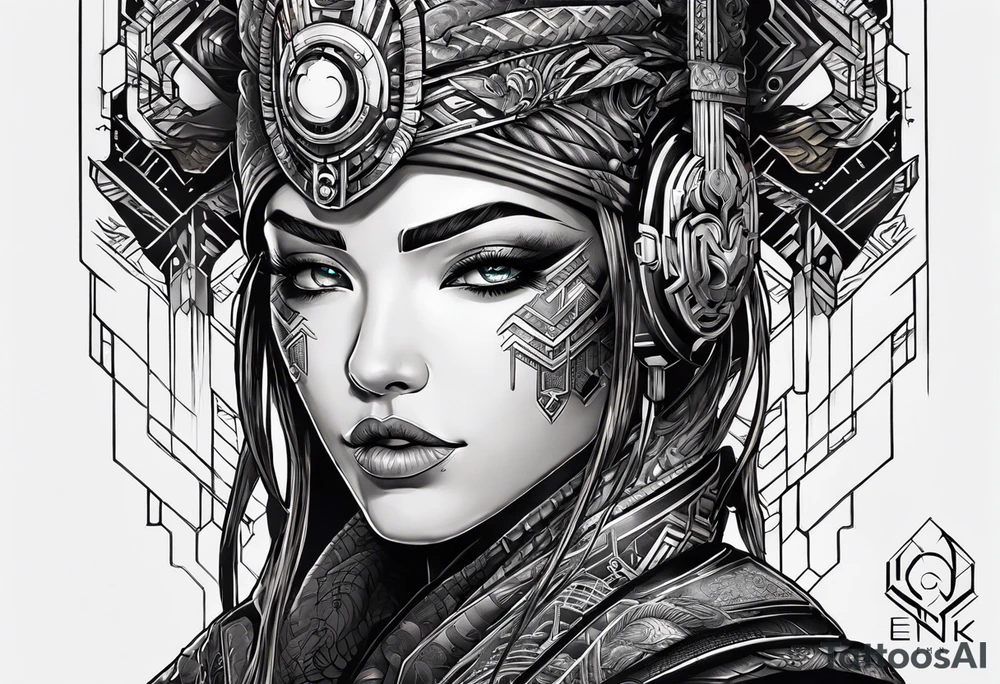 cyberpunk themed enki tattoo
don't inlcuded a face tattoo idea