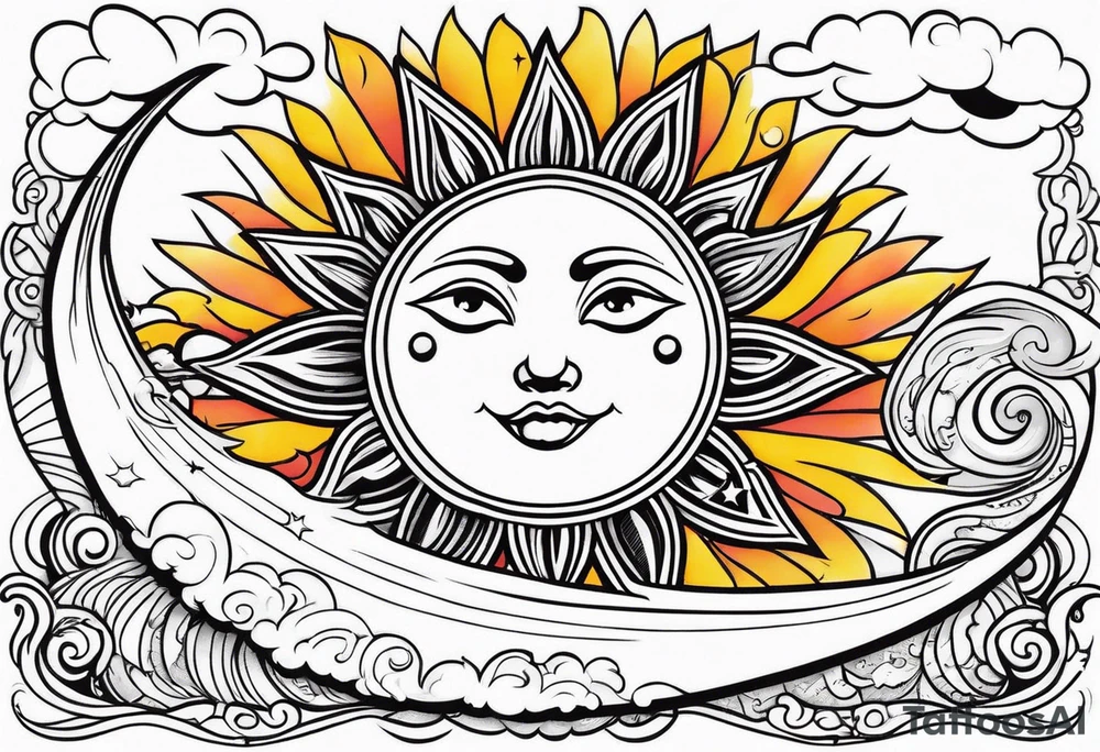 Sun and moon tattoo idea