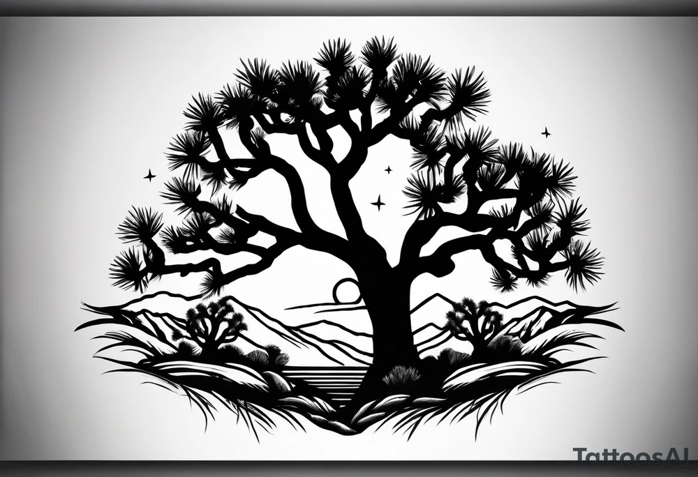 Joshua tree sunset tattoo idea