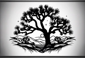 Joshua tree sunset tattoo idea