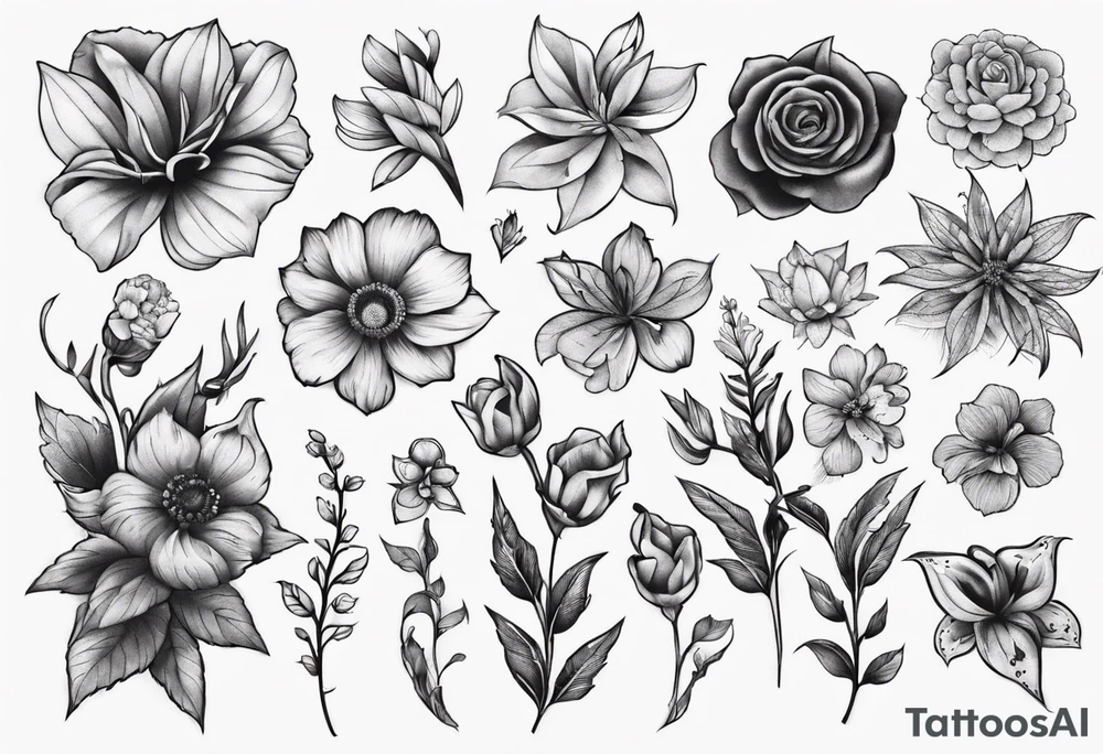 Flowers in a big tatto tattoo idea