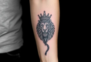 Lion with Egyptian crown and snake. More detailed tattoo idea