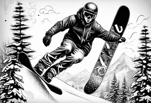 Un snowboardeur qui ride sur un park tattoo idea