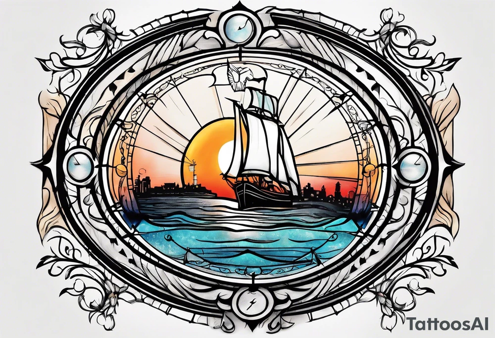 Compass inside the state of Ohio outline tattoo idea