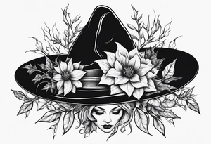 Witch hat
Black flowers 
Thorns tattoo idea