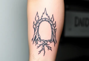 flame in roots, with a roots archway tattoo idea