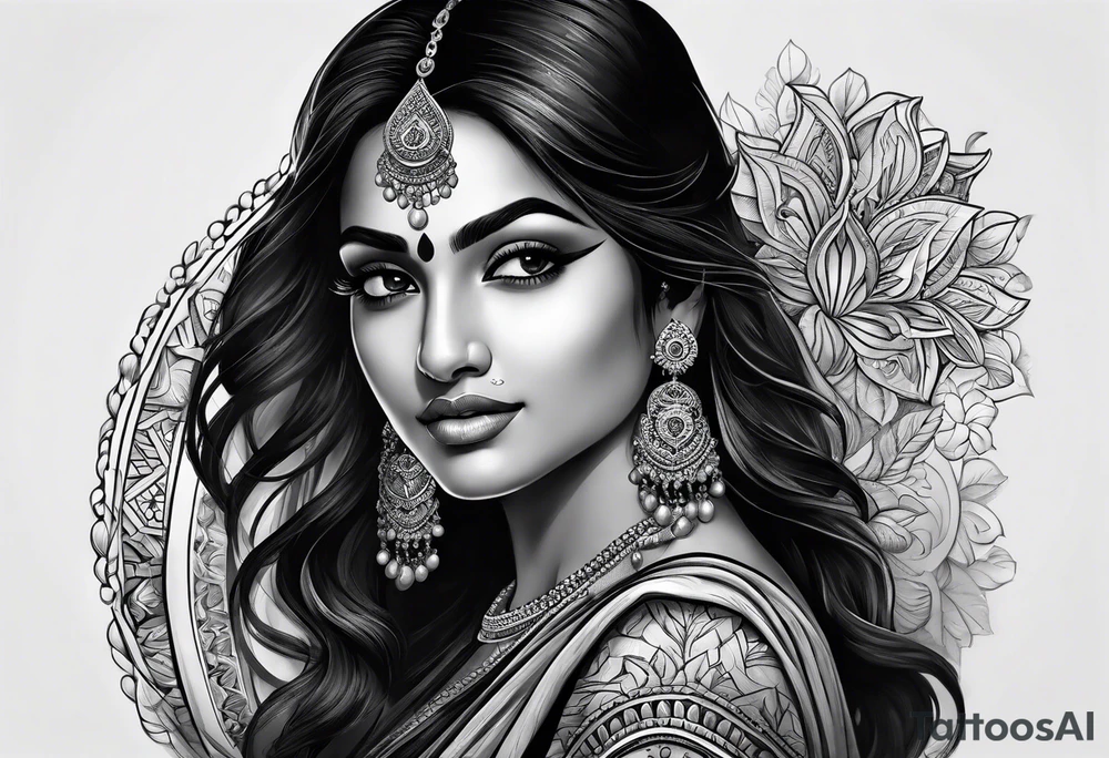hand tattoo of indian woman tattoo idea