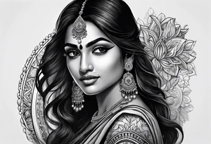 hand tattoo of indian woman tattoo idea