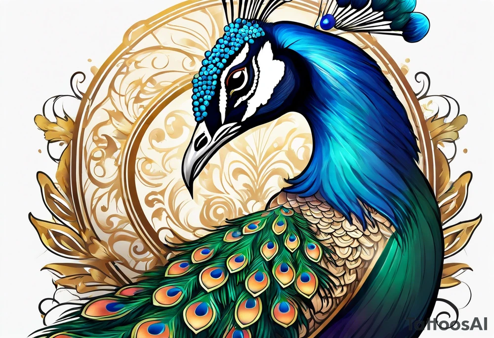 Peacock and music tattoo idea