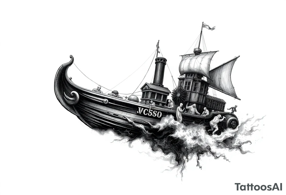ghost-ship,fog,ghosts. tattoo idea