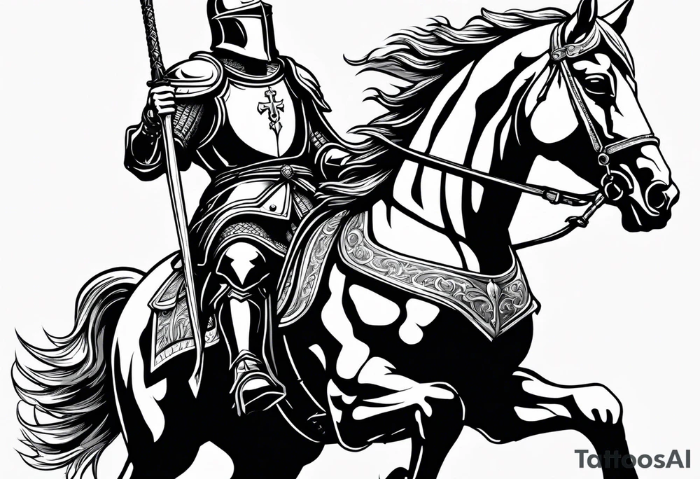 Templer knight on horse with sword an shield tattoo idea Templer knight on horse with sword an shield tattoo idea