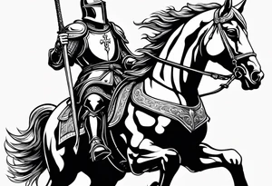 Templer knight on horse with sword an shield tattoo idea