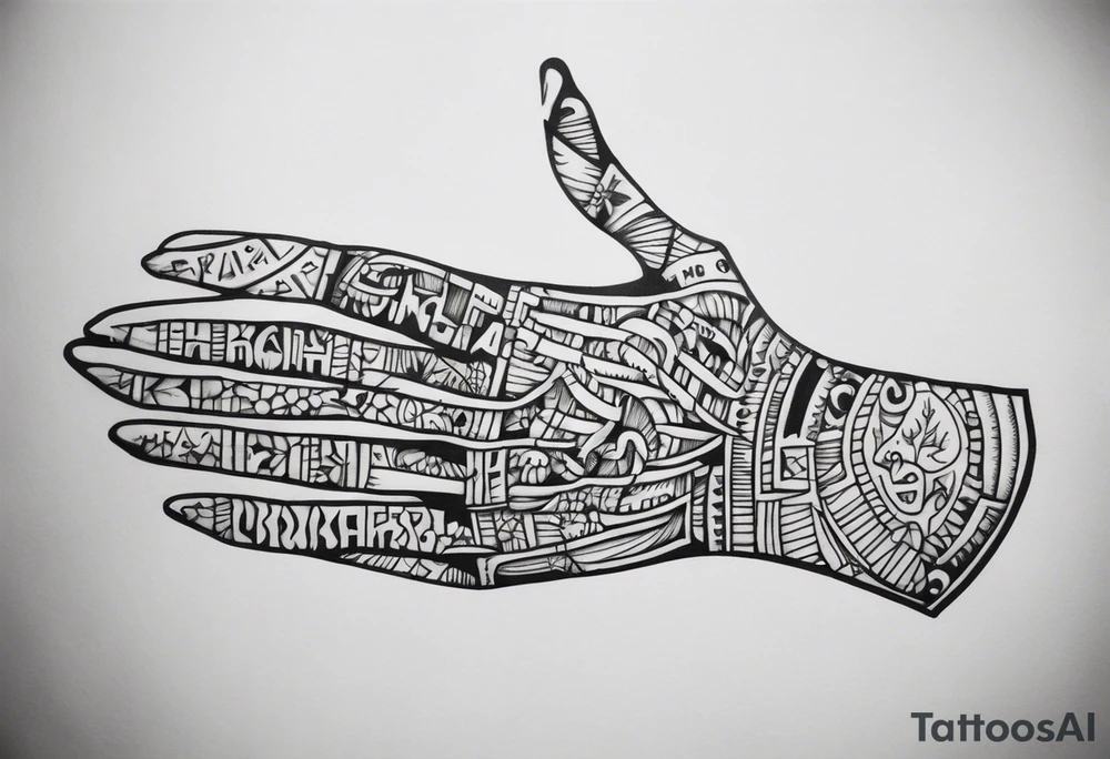 skeleton hand with words in the bone tattoo idea