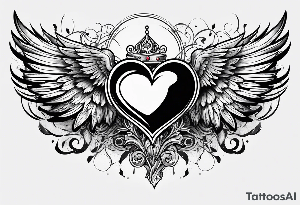 heart with wings surrounded with wings tattoo idea