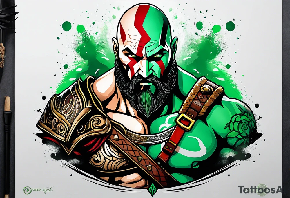 green god of war tattoo idea