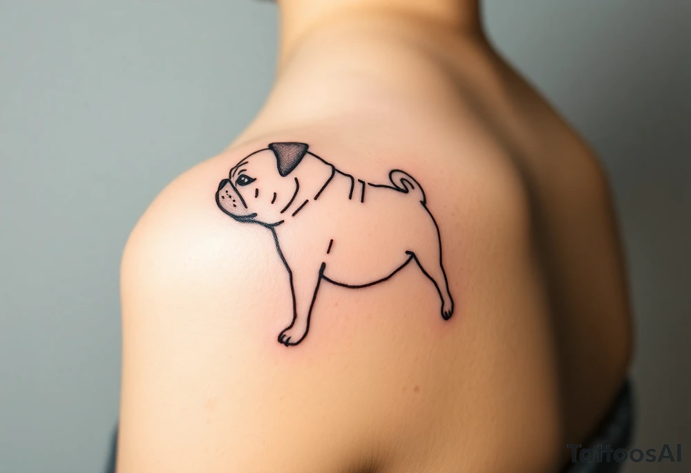 Small pug outline from behind tattoo idea
