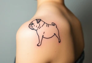 Small pug outline from behind tattoo idea