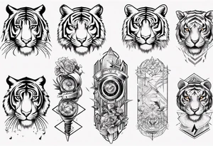 Forearm sleeve tattoo with a tiger and electricity tattoo idea