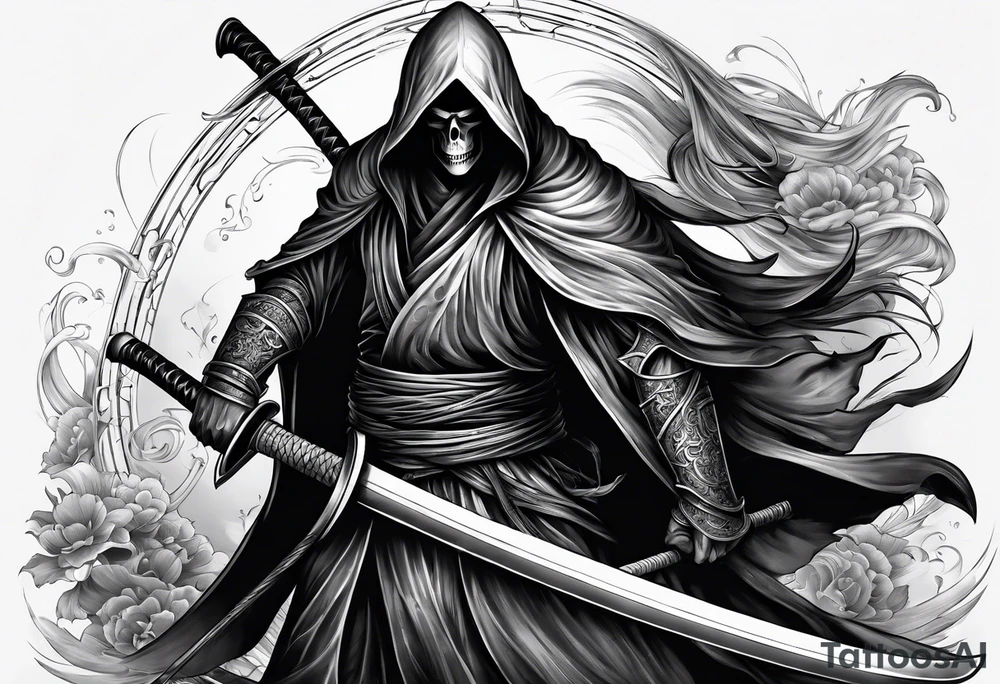 Katana and grim reaper tattoo idea