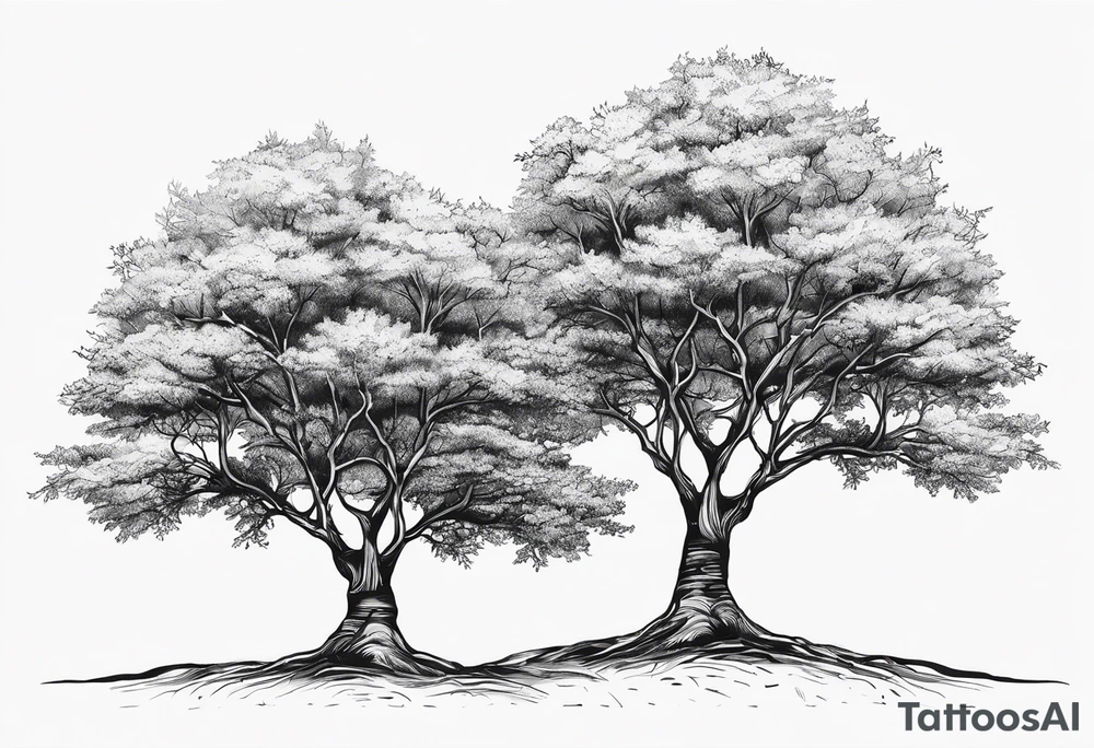 Three trees together fineline simple tattoo idea