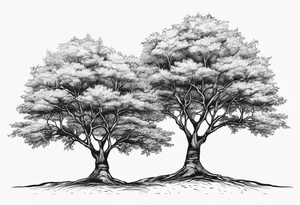 Three trees together fineline simple tattoo idea
