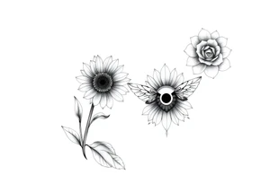 Tulip withSunflower and a Rose also a Bee with Water symbol Fire symbol Earth symbol
Wind 
Phoenix 
Evil eye 
888 tattoo idea